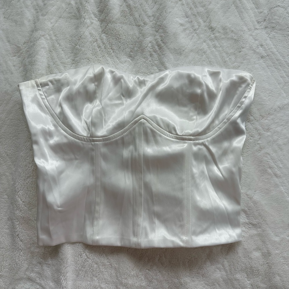 Elegant White Satin Bustier Top